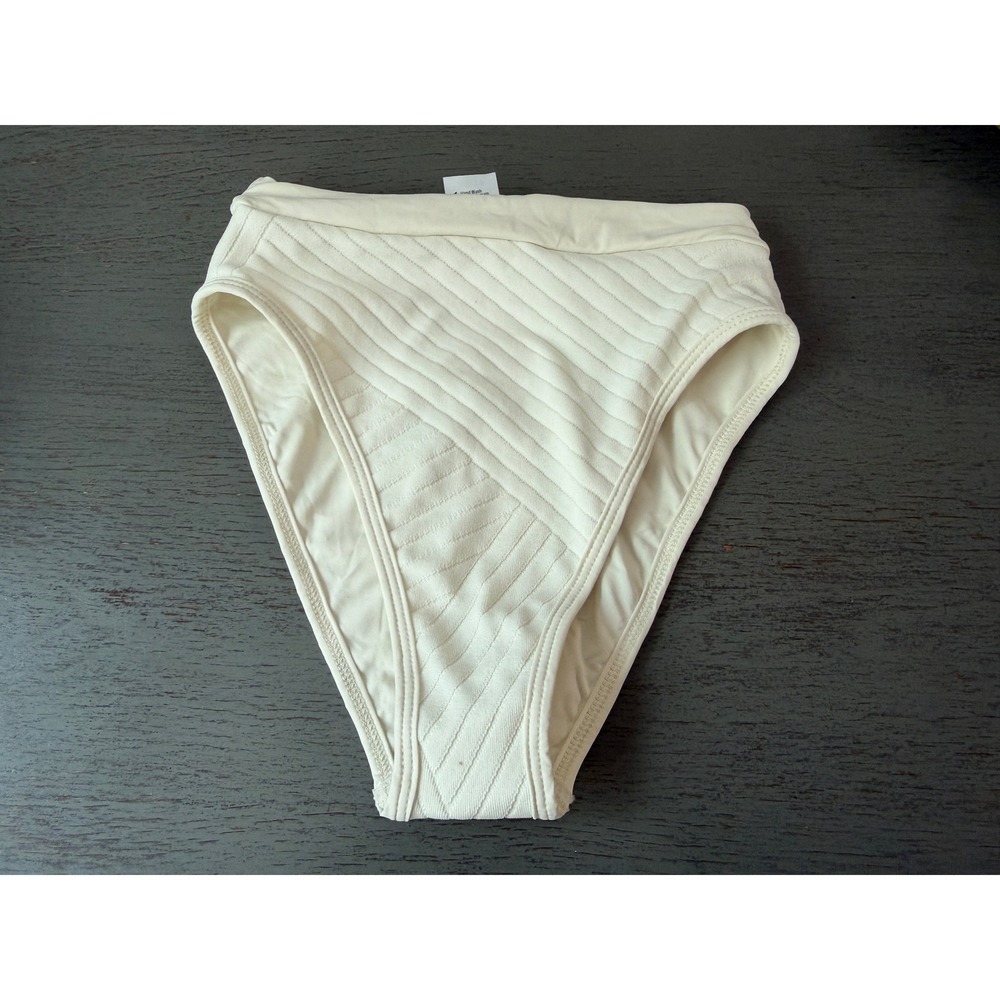L*Space Bitsy Cut High Waist Ribbed Bikini Bottom Cream XS XS/TP NWOT